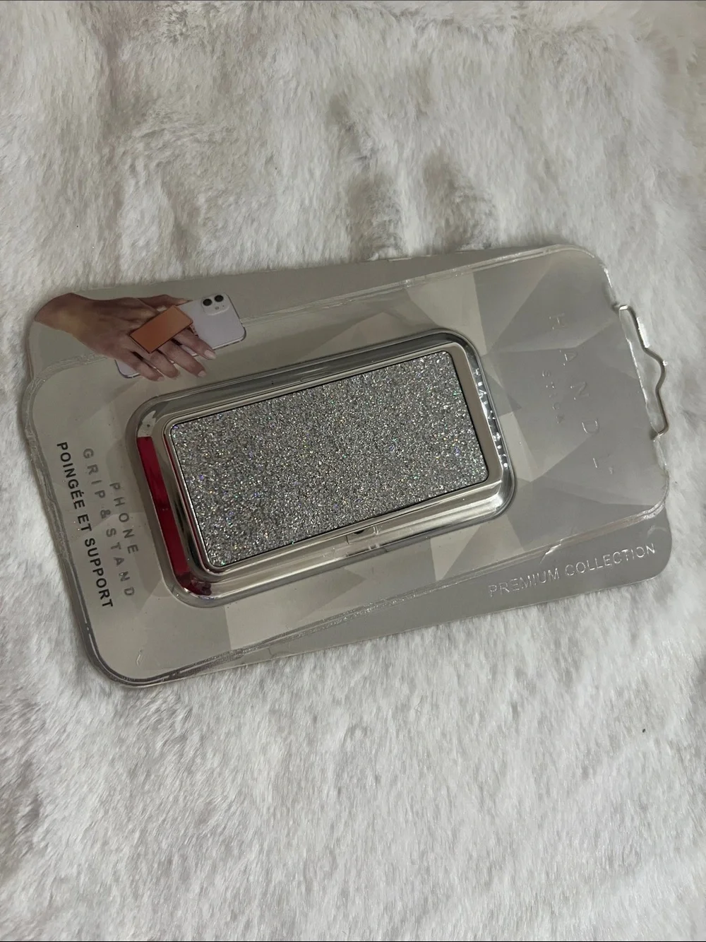 Landau Silver Glitter Phone Grip & Stand